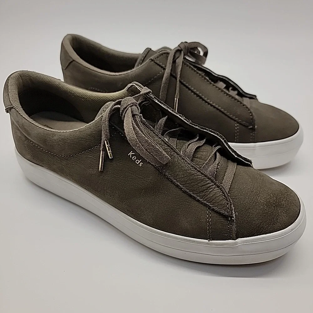 KEDS Rise Metro Women Sz 9 US EU 40 Taupe Nubuck Leather Platform Shoes Sneakers